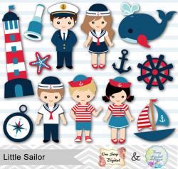 Instant Download Little Sailor Digital Clipart, Sailing Clip Art, Nautical  Party Clip Art, Navy Clip Art, Sailor Boy Girl Clip Art 0219