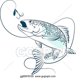 Vector Illustration - Salmon jumping for bait. EPS Clipart ...