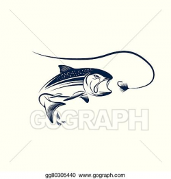 Vector Art - Jumping salmon and lure. Clipart Drawing ...