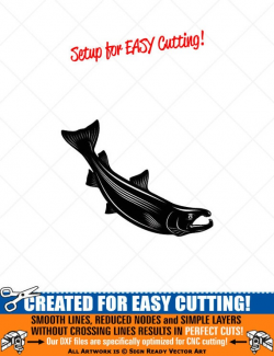 SALMON FISH-Fishing Clipart-Vector Clip Art Graphics-Digital Download-Cut  Ready Files-CNC-Logo-Vinyl Sign Design-eps, ai, svg, dxf, png, pdf