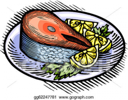 Stock Illustration - A plate of salmon steak served at ...