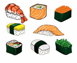 Salmon Clipart Sushi Japanese - Food In Anime Sushi Free PNG ...
