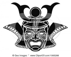 Clipart Black And White Samurai Mask - Royalty Free Vector ...