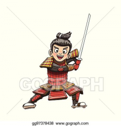 Vector Art - Japanese samurai warior cartoon illustration ...