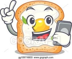 Vector Clipart - With phone cartoon eggs sandwich in for ...