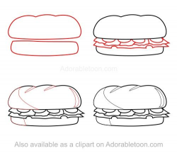 How to draw a sandwich | cupcake art | Sandwich drawing ...
