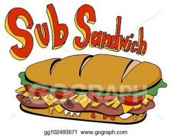 Vector Stock - Cold cut sub sandwich drawing foot long ...