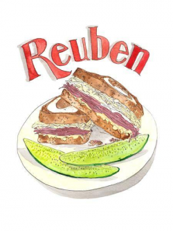 Enjoy Reuben Sandwich Watercolor Art Print