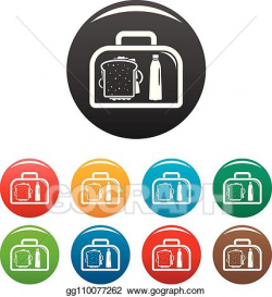 Vector Clipart - Lunch sandwich box icons set color. Vector ...