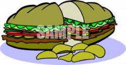 Sub Sandwich With Chips - Royalty Free Clipart Picture