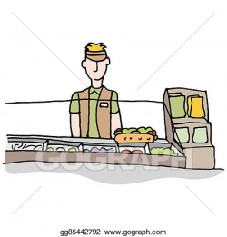 Vector Art - Sandwich shop worker making food. Clipart ...