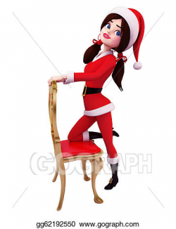 Drawing - Santa girl with chair. Clipart Drawing gg62192550 ...