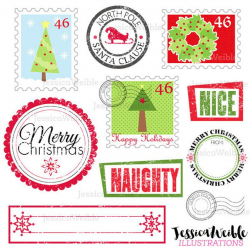 Stamps from Santa Cute Digital Clipart - Commercial Use OK- Postage Stamp  Clipart, Christmas Graphics, Christms Clipart, North Pole Stamp