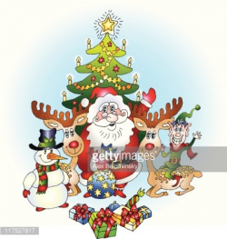 Hand Drawn Christmas Holiday Scene With Santa Clause premium ...