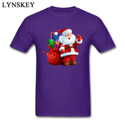 Santa Claus Print Men's Top T-shirt Black Short Sleeve 3D Cartoon Design  Family Tee Shirts Merry Christmas