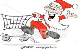 Vector Art - Cartoon santa claus at christmas shopping ...