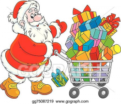 Vector Art - Santa with a shopping cart of gifts. Clipart ...
