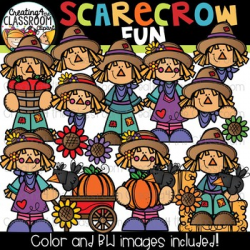 Scarecrow Fun Clipart {Fall Clipart}