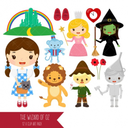 Wizard of Oz Clipart / Dorothy / Tin Man / Scarecrow / Wicked Witch / Good  Witch / Cowardly Lion / Emerald City