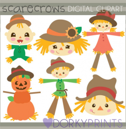 Scarecrow Clipart -Personal and Limited Commercial Use- Scare crow baby,  pumpkins, boy and girl Clip art