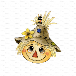Watercolor Autumn Scarecrow Face PNG, Digital Download, Clipart,  Sublimation Graphics, Children Printables, Planner Stickers