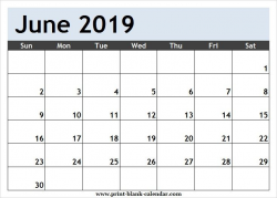 Blank June 2019 Calendar Schedule | Printblank | June ...