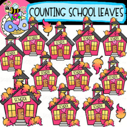 Counting Schoolhouse Leaves: Back-to-School Clipart {DobiBee Designs}