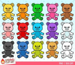 Rainbow Teddy Bear Counter Clipart | Little Red's ...