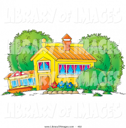 Clip Art of a Colorful School House, Home or Building with ...