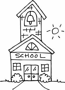 Clip Art Of Black And White Happy Children In A School House By ...