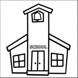Clip Art: Cartoon Schoolhouse B&W | abcteach