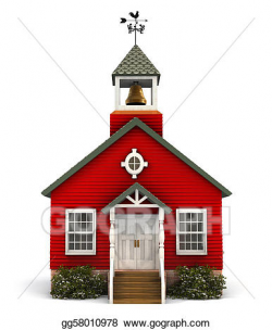 Stock Illustration - Red schoolhouse facade. Clipart Drawing ...