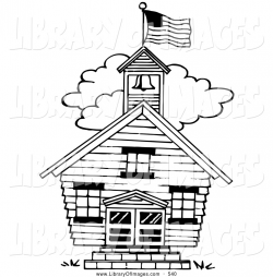Clip Art of a Black and White One Room School House by ...