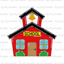 School House Clipart Artwork Transfer Sublimation Digital File