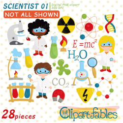 Scientist Kids clipart, Science Kids, Science Clip art, Scientist clipart,  Chemistry art, DNA, microscope, mad lab - Instant download
