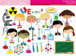 Cute Scientist Digital Clipart, Mad Scientist clip art , Scientist Kids,  Science Clipart (CG193)