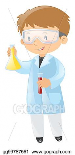 Vector Clipart - Male scientist holding beakers. Vector ...
