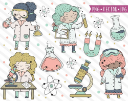 Cute Science Girl Clipart, STEM Clipart, Stem Girls Clip Art, Black Girls,  Chemistry, School Girls Clipart, Science Clipart, Microscope
