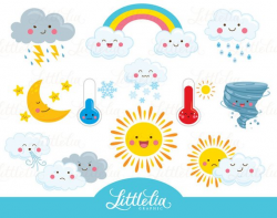 Weather kawaii clipart - cute weather clipart - 16036 ...