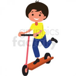 cartoon boy riding scooter clipart. Royalty-free clipart # 409953