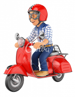 3D Teenager Riding a Scooter Motorcycle - Photos by Canva