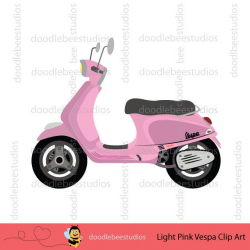 Items similar to Vespa Clipart, Vespa Scooter Clip Art, Pink ...