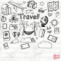 Travel Clipart - 17 Hand Drawn Vacation PNG - Travel planner ...