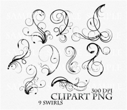 Swirl Clipart Clip Art Vector Flourish PNG Digital Scrapbook Victorian  Stamp Fantasy Wedding Invitations Fantasy Gothic Black Silhouette