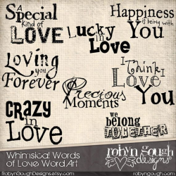 Love Word Art Clipart, Digital Scrapbook Word Art Clip Art ...