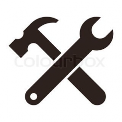 Wrench, screwdriver and hammer. Tools icon isolated on white ...