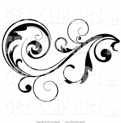 Clip Art of a Black Leafy Vine Design Accent with Scrolling ...