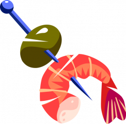 Prawn Shrimp and Olive Appetizer - Vector Image