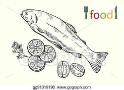 Vector Art - Natural seafood. ingredients and spices for ...