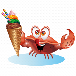 Crab Cartoon with Ice Cream by Bluedarkat | GraphicRiver